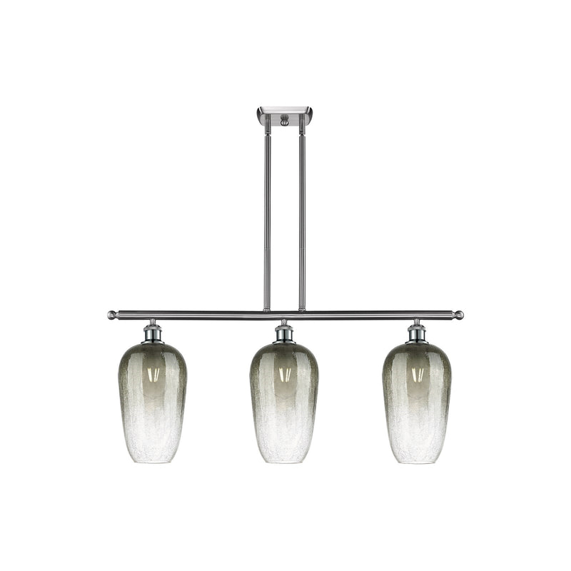 Innovations Brookhaven Flute 36in 3-Light Island Light | Industrial Brushed Satin Nickel and Slate Glass | Kitchen Island & | Model 516-3I-SN-G484-7SL