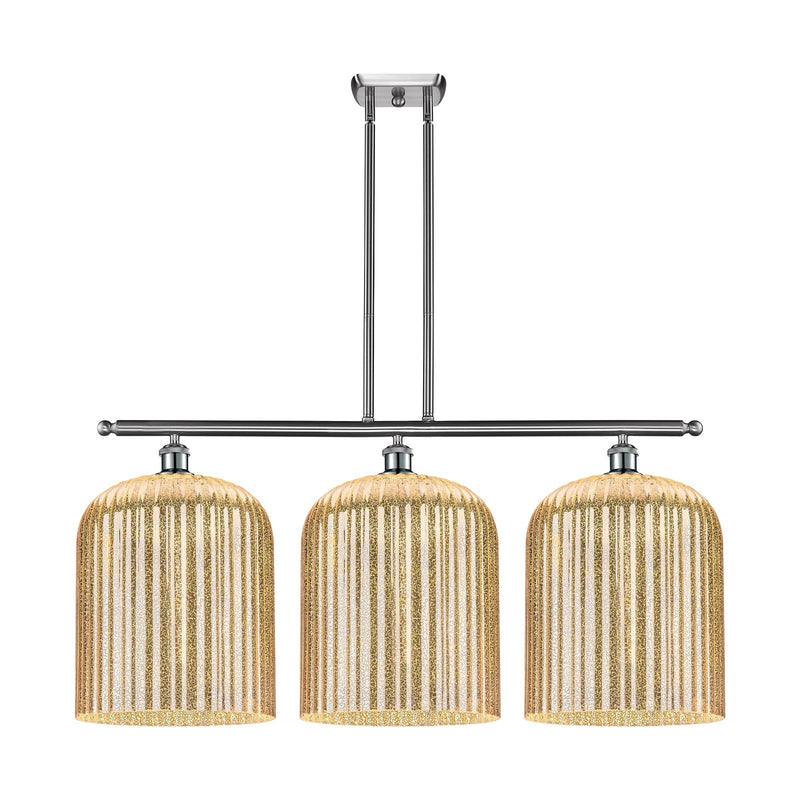 Innovations Bridal Veil 36in 3-Light Island Light | Art Nouveau Brushed Satin Nickel and Mercury Ribbed Glass | Kitchen Island | Model 516-3I-SN-G559-12ME