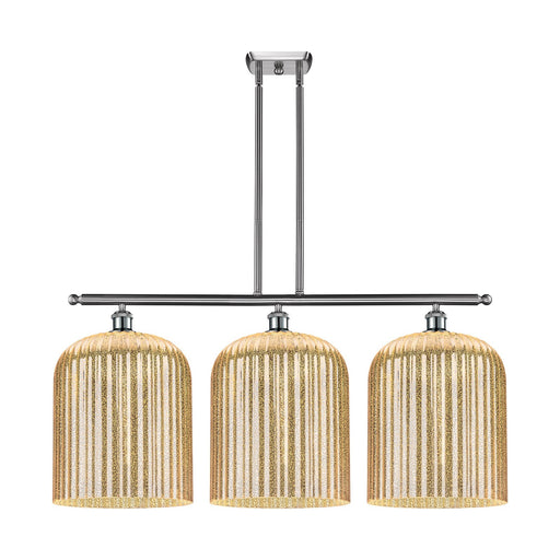 Innovations Bridal Veil 36in 3-Light Island Light | Art Nouveau Brushed Satin Nickel and Mercury Ribbed Glass | Kitchen Island | Model 516-3I-SN-G559-12ME