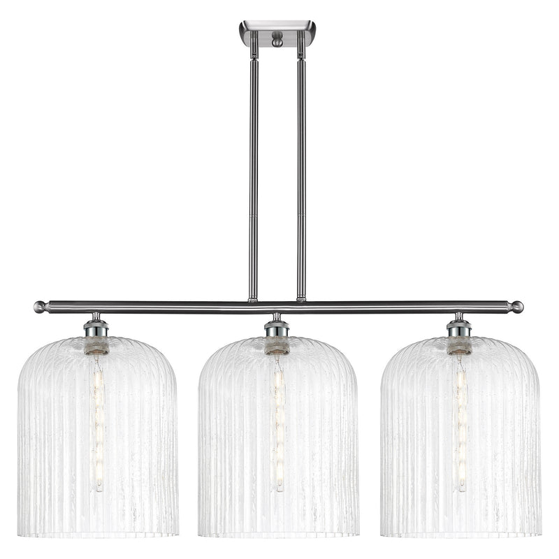 Innovations Bridal Veil 36in 3-Light Island Light | Art Nouveau Brushed Satin Nickel and Seedy Ribbed Glass | Kitchen Island | Model 516-3I-SN-G559-12SDY