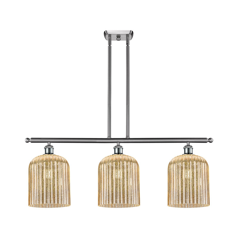 Innovations Bridal Veil 36in 3-Light Island Light | Art Nouveau Brushed Satin Nickel and Mercury Ribbed Glass | Kitchen Island | Model 516-3I-SN-G559-8ME