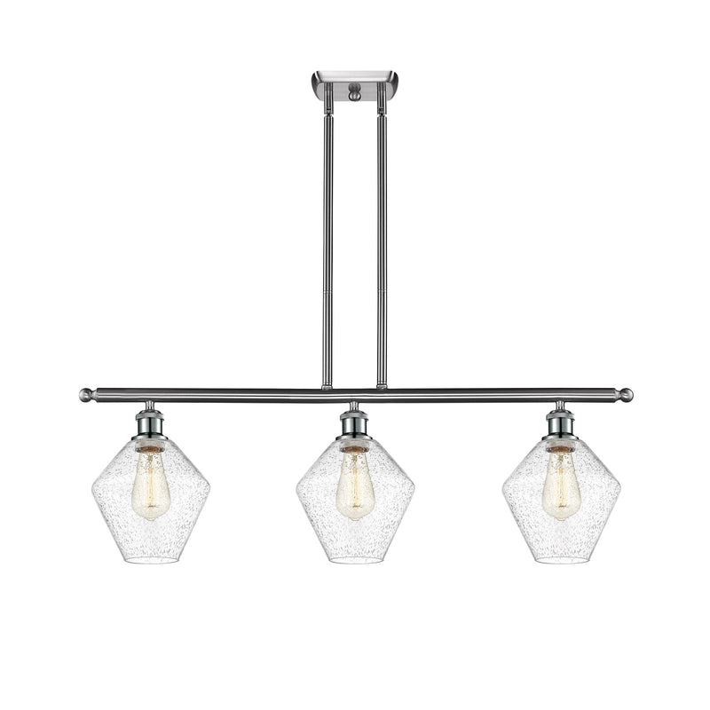 Innovations Ballston Cindyrella 36in 3-Light LED Island | Transitional Brushed Satin Nickel and Seedy Glass | Kitchen Island | Model 516-3I-SN-G654-8-LED