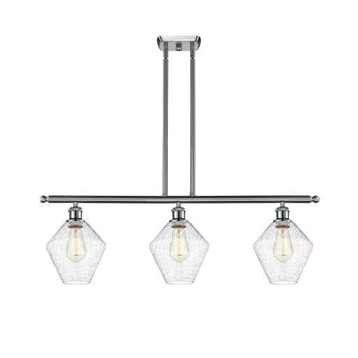 Innovations Ballston Cindyrella 36in 3-Light LED Island | Transitional Brushed Satin Nickel and Seedy Glass | Kitchen Island | Model 516-3I-SN-G654-8-LED
