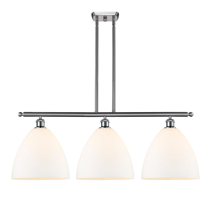 Innovations Bristol 38.5in 3-Light Island Light | Industrial Brushed Satin Nickel and Matte White Glass | Kitchen Island & | Model 516-3I-SN-GBD-121