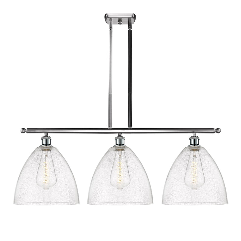 Innovations Bristol 38.5in 3-Light Island Light | Industrial Brushed Satin Nickel Steel and Seedy Glass | Kitchen Island & | Model 516-3I-SN-GBD-124