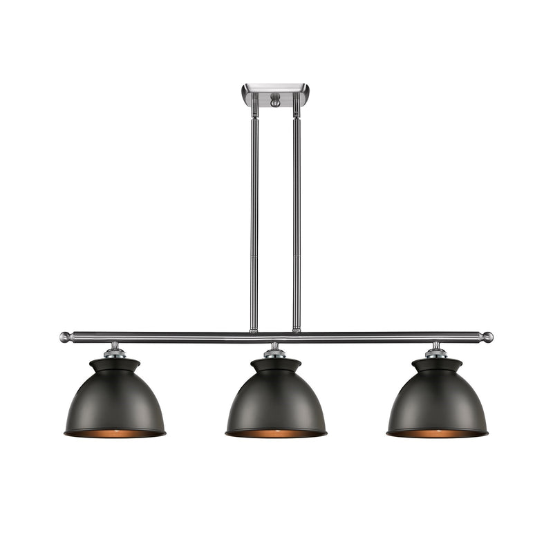 Innovations Adirondack 36in 3-Light Island Light | Industrial Farmhouse Brushed Satin Nickel and Matte Black Metal Shade | Model 516-3I-SN-M14-BK