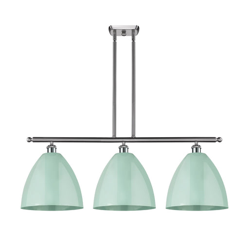 Innovations Plymouth 39in 3-Light Island Light | Industrial Farmhouse Brushed Satin Nickel and Matte Seafoam Metal | Kitchen | Model 516-3I-SN-MBD-12-SF