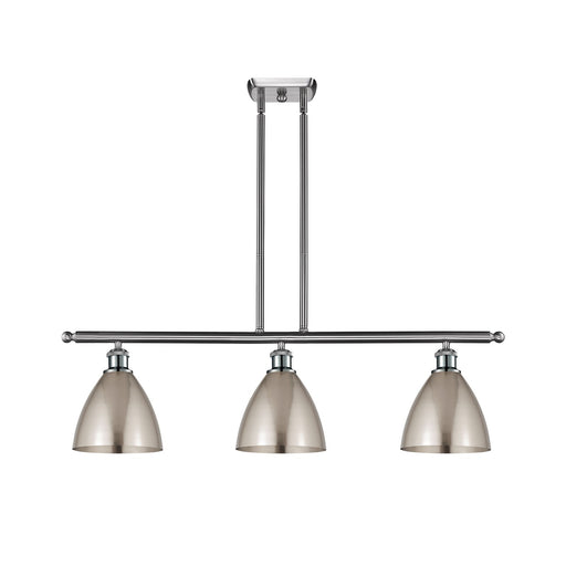 Innovations Bristol 36in 3-Light Island Light | Industrial Brushed Satin Nickel Steel and Cast Brass with Brushed Satin | Model 516-3I-SN-MBD-75-SN-LED