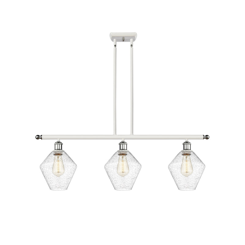 Innovations Ballston Cindyrella 36in 3-Light Island Pendant | Nautical Transitional White and Polished Chrome Steel and Seedy | Model 516-3I-WPC-G654-8