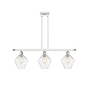 Innovations Ballston Cindyrella 36in 3-Light LED Island Pendant | Transitional White and Polished Chrome Steel with Seedy | Model 516-3I-WPC-G654-8-LED