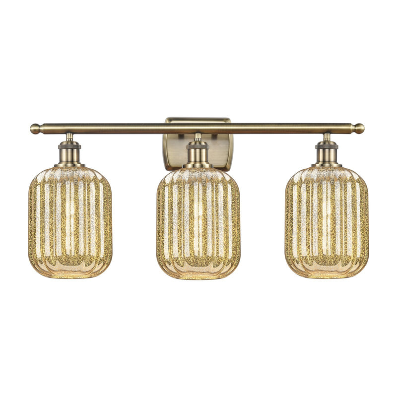 Innovations Preston Cylinder 27in 3-Light Bath Vanity | Industrial Antique Brass Steel and Mercury Glass | Bathroom Vanity & | Model 516-3W-AB-G460-7ME