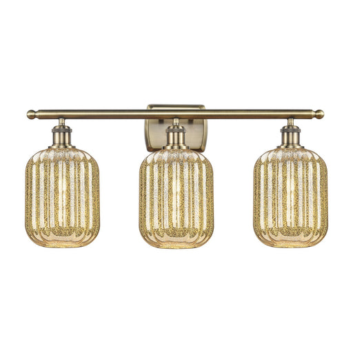 Innovations Preston Cylinder 27in 3-Light Bath Vanity | Industrial Antique Brass Steel and Mercury Glass | Bathroom Vanity & | Model 516-3W-AB-G460-7ME