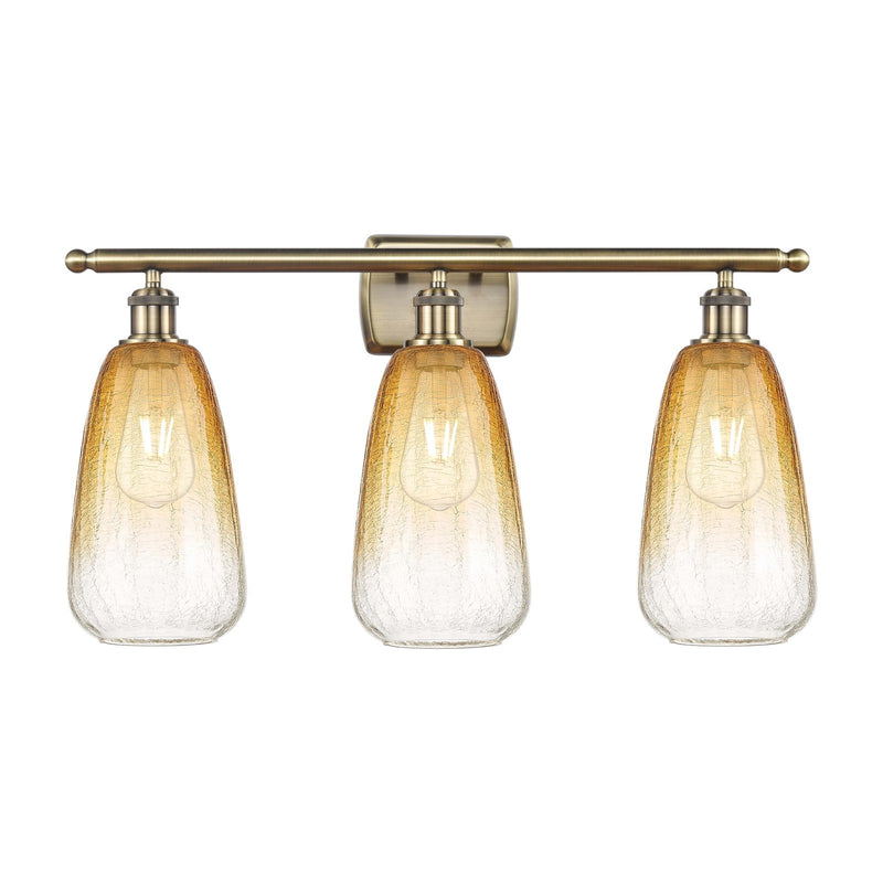 Innovations Brookhaven Almond 26in 3-Light Bath Vanity Light | Industrial Antique Brass Steel and Amber Glass | Bathroom Vanity | Model 516-3W-AB-G480-6AM