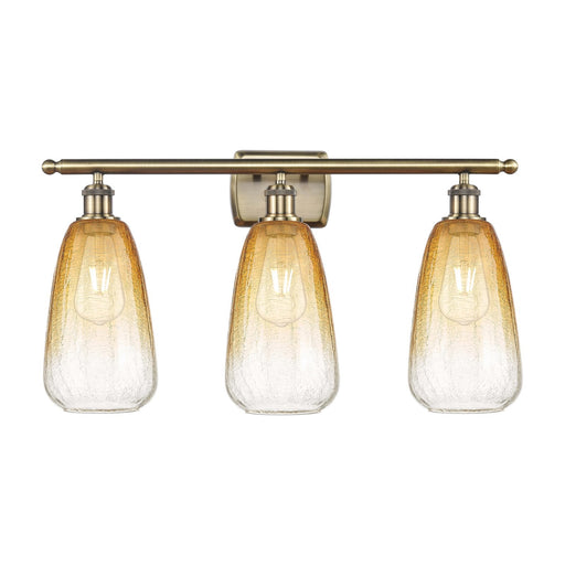 Innovations Brookhaven Almond 26in 3-Light Bath Vanity Light | Industrial Antique Brass Steel and Amber Glass | Bathroom Vanity | Model 516-3W-AB-G480-6AM