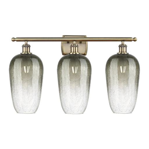 Innovations Brookhaven Flute 27in 3-Light Bath Vanity Light | Industrial Antique Brass Steel and Slate Glass | Bathroom Vanity | Model 516-3W-AB-G484-7SL