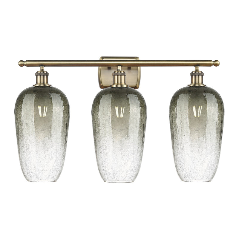 Innovations Brookhaven Flute 27in 3-Light Bath Vanity Light | Industrial Antique Brass Steel and Slate Glass | Bathroom Vanity | Model 516-3W-AB-G484-7SL