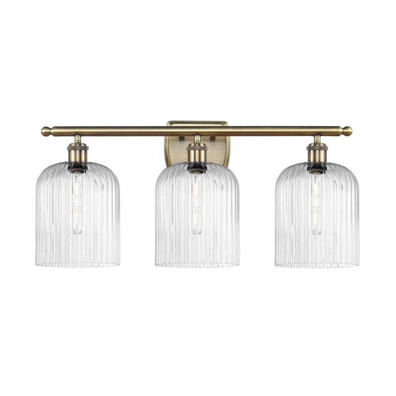 Innovations Bridal Veil 25in 3-Light Bath Vanity Light | Art Nouveau Industrial Antique Brass and Seedy Glass | Bathroom | Model 516-3W-AB-G559-8SDY