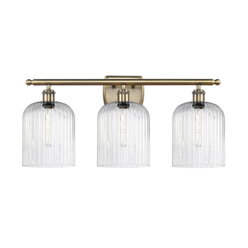 Innovations Bridal Veil 25in 3-Light Bath Vanity Light | Art Nouveau Industrial Antique Brass and Seedy Glass | Bathroom | Model 516-3W-AB-G559-8SDY