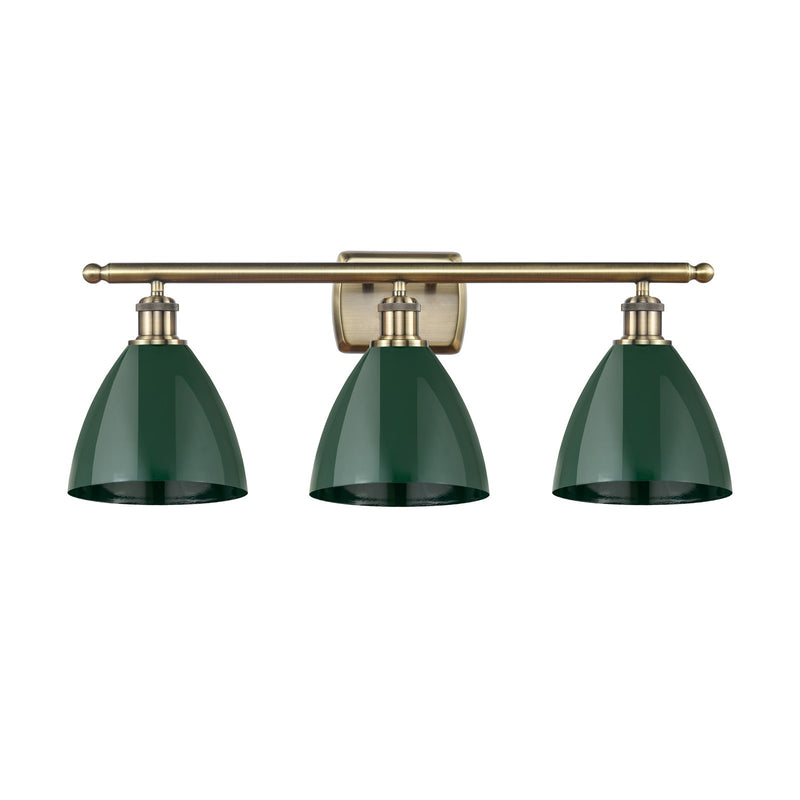 Innovations Plymouth 28in 3-Light Bath Vanity Light | Industrial Antique Brass and Matte Green Metal | Kitchen & Bathroom | Model 516-3W-AB-MBD-75-GR-LED