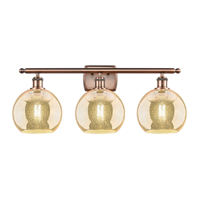 Innovations Athens 28in 3-Light Bath Vanity Light | Industrial Antique Copper Steel and Mercury Glass | Bathroom Vanity | 28 x 11 | Model 516-3W-AC-G128-8