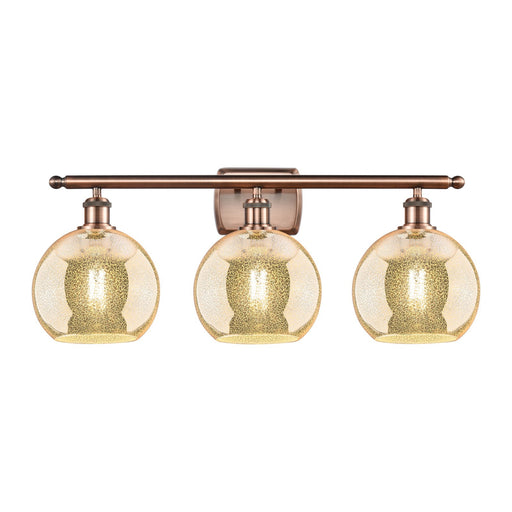 Innovations Athens 28in 3-Light Bath Vanity Light | Industrial Antique Copper Steel and Mercury Glass | Bathroom Vanity | 28 x 11 | Model 516-3W-AC-G128-8