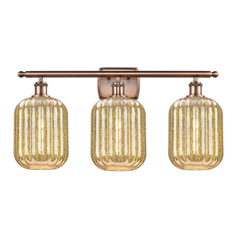 Innovations Preston Cylinder 27in 3-Light Bath Vanity | Industrial Antique Copper Steel and Mercury Glass | Bathroom Vanity | Model 516-3W-AC-G460-7ME