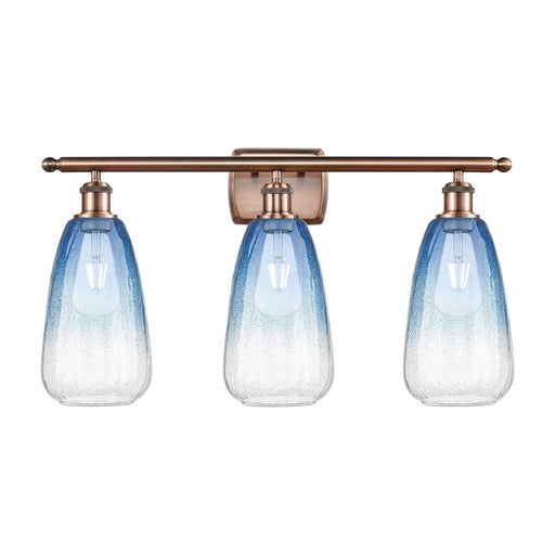 Innovations Brookhaven Almond 26in 3-Light Bath Vanity Light | Industrial Antique Copper Steel and Sapphire Blue Glass | Model 516-3W-AC-G480-6SB