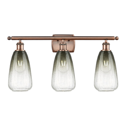Innovations Brookhaven Almond 26in 3-Light Bath Vanity Light | Industrial Antique Copper and Slate Glass | Bathroom Vanity | 26 | Model 516-3W-AC-G480-6SL