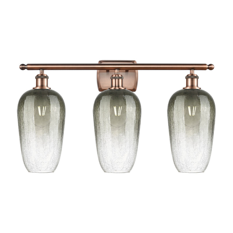 Innovations Brookhaven Flute 27in 3-Light Bath Vanity Light | Industrial Antique Copper and Slate Glass | Bathroom Vanity | 27 | Model 516-3W-AC-G484-7SL