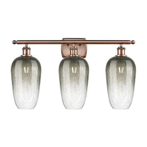 Innovations Brookhaven Flute 27in 3-Light Bath Vanity Light | Industrial Antique Copper and Slate Glass | Bathroom Vanity | 27 | Model 516-3W-AC-G484-7SL