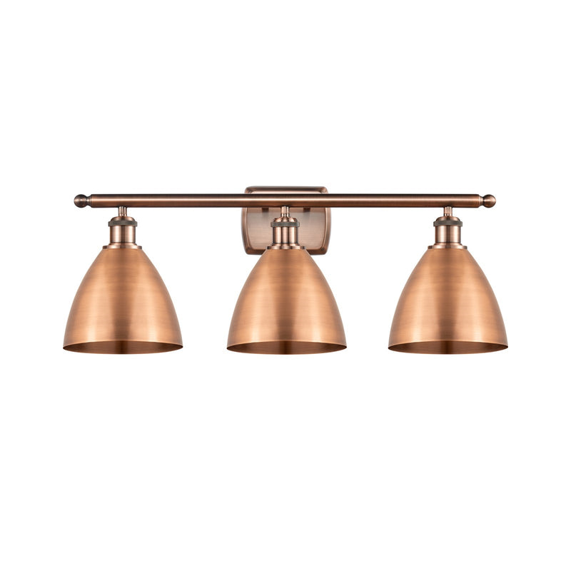 Innovations Bristol 28in 3-Light Bath Vanity | Industrial Antique Copper Steel and Antique Copper Metal Shade | Bathroom | Model 516-3W-AC-MBD-75-AC