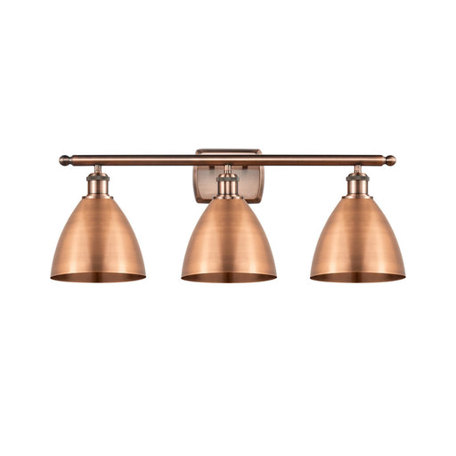 Innovations Bristol 28in 3-Light Bath Vanity | Industrial Antique Copper Steel and Antique Copper Metal Shade | Bathroom | Model 516-3W-AC-MBD-75-AC