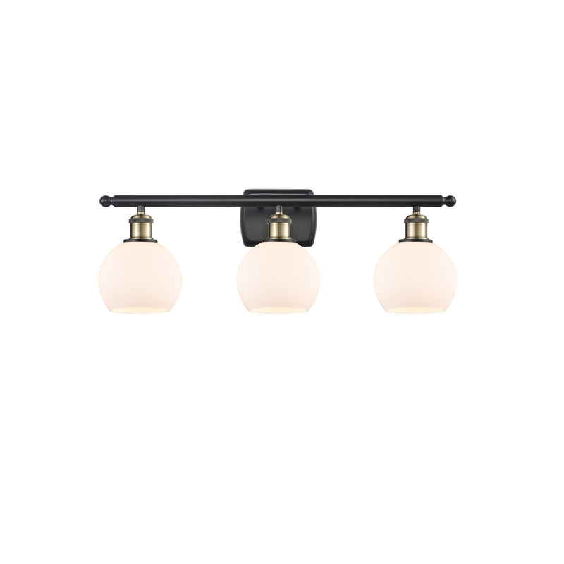 Innovations Athens 26in 3-Light Bath Vanity Light | Industrial Black Antique Brass and Matte White Glass | Bathroom Vanity | Model 516-3W-BAB-G121-6