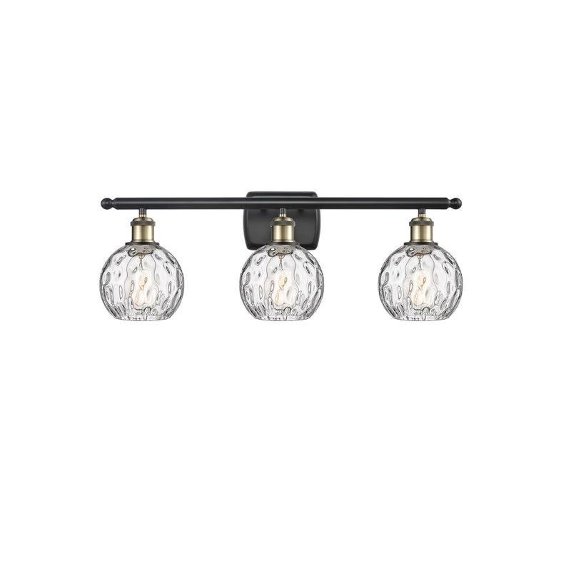 Innovations Athens Water Glass 26in 3-Light Bath Vanity Light | Industrial Black Antique Brass and Clear Glass | Bathroom | Model 516-3W-BAB-G1215-6