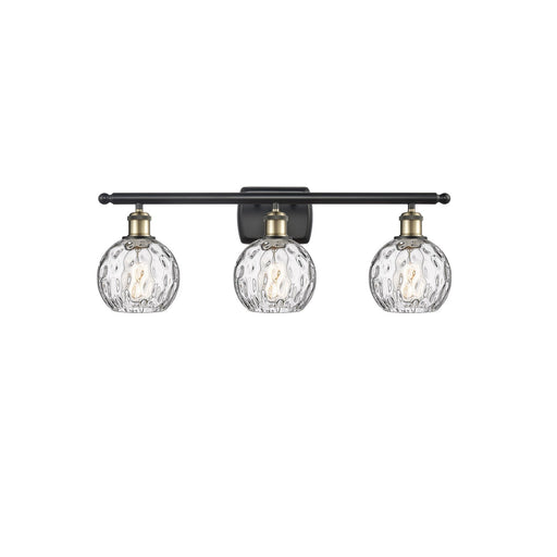 Innovations Athens Water Glass 26in 3-Light Bath Vanity Light | Industrial Black Antique Brass and Clear Glass | Bathroom | Model 516-3W-BAB-G1215-6