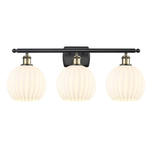Innovations Wht Venetian 3Lt 28" Bath, Blk Antique Brass