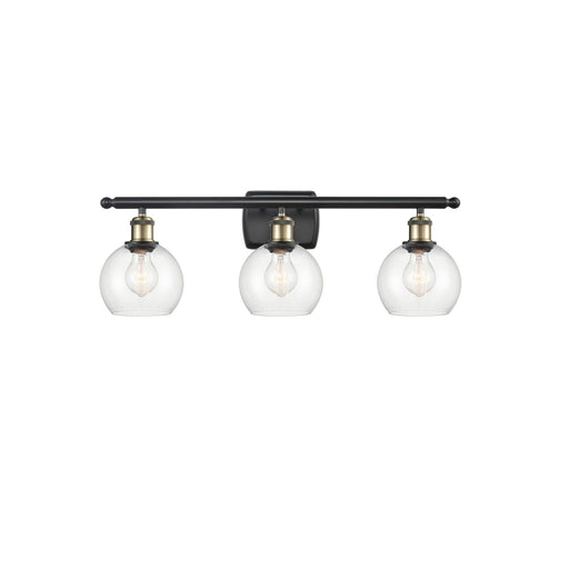 Innovations Athens 26in 3-Light Bath Vanity Light | Industrial Black Antique Brass Steel and Clear Glass | Bathroom Vanity | Model 516-3W-BAB-G122-6-LED
