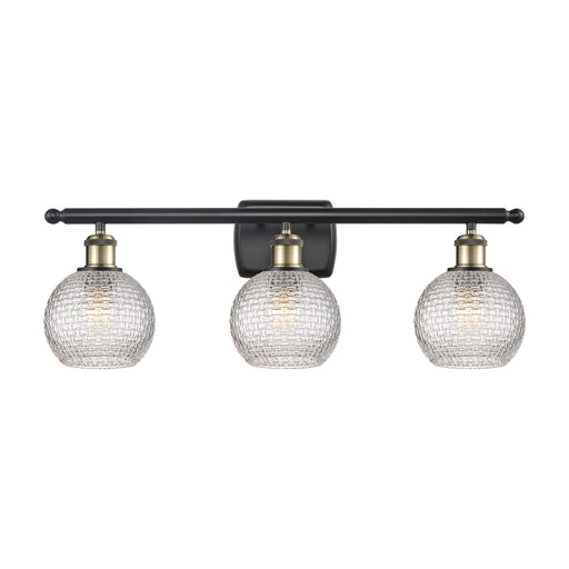 Innovations Athens 26in 3-Light Bath Vanity Light | Modern Farmhouse Black Antique Brass and Clear Basket Weave Glass | Model 516-3W-BAB-G122C-6CL
