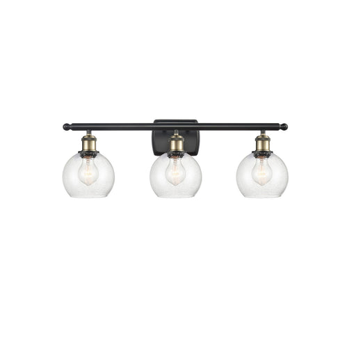 Innovations Athens 26in 3-Light Bath Vanity Light | Industrial Black Antique Brass and Seedy Glass | Bathroom Vanity | 25.88 | Model 516-3W-BAB-G124-6-LED