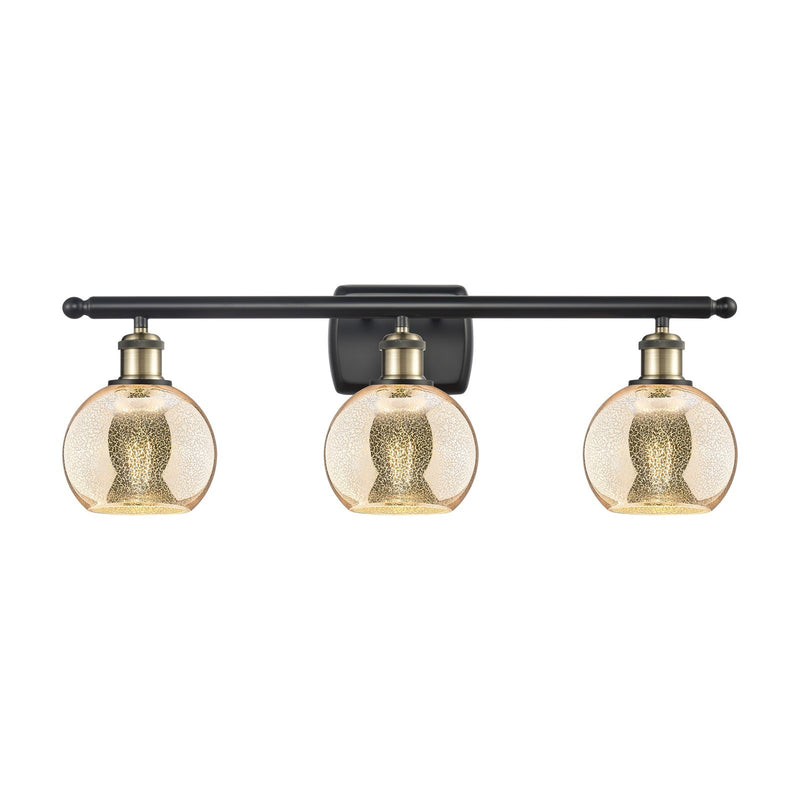 Innovations Athens 26in 3-Light Bath Vanity Light | Industrial Black Antique Brass and Mercury Glass | Bathroom Vanity | 25.88 x | Model 516-3W-BAB-G128-6
