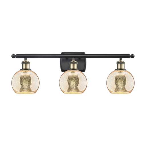 Innovations Athens 26in 3-Light Bath Vanity Light | Industrial Black Antique Brass and Mercury Glass | Bathroom Vanity | 25.88 x | Model 516-3W-BAB-G128-6