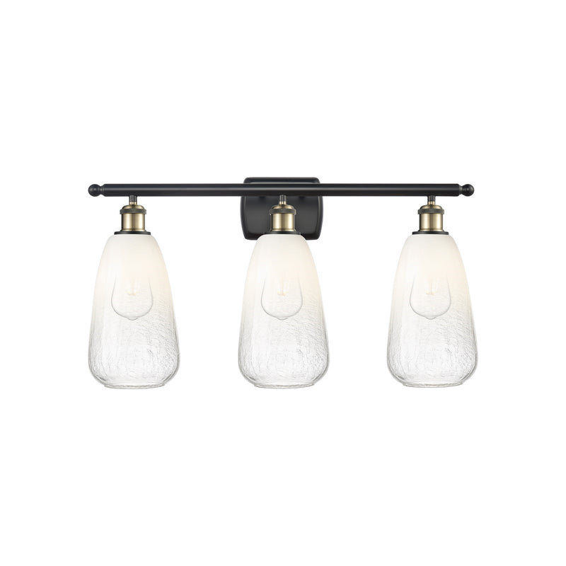 Innovations Brookhaven Almond 26in 3-Light Bath Vanity Light | Industrial Black Antique Brass and Opal Glass | Bathroom Vanity | Model 516-3W-BAB-G480-6OP