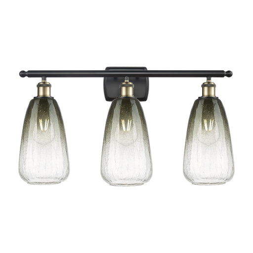 Innovations Brookhaven Almond 26in 3-Light Bath Vanity Light | Industrial Black Antique Brass and Slate Glass | Bathroom | Model 516-3W-BAB-G480-6SL