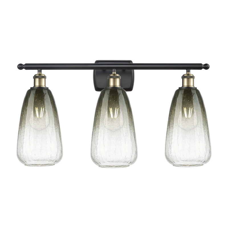 Innovations Brookhaven Almond 26in 3-Light Bath Vanity Light | Industrial Black Antique Brass and Slate Glass | Bathroom | Model 516-3W-BAB-G480-6SL