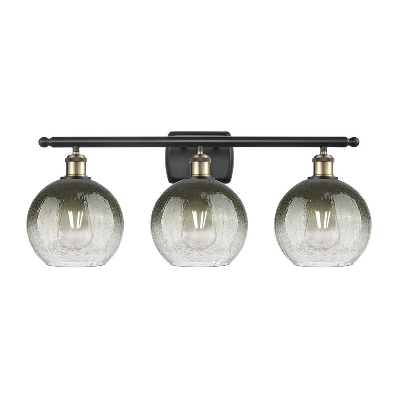 Innovations Brookhaven Globe 28in 3-Light Bath Vanity Light | Industrial Black Antique Brass and Slate Glass | Bathroom Vanity | Model 516-3W-BAB-G483-8SL