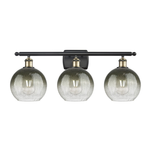 Innovations Brookhaven Globe 28in 3-Light Bath Vanity Light | Industrial Black Antique Brass and Slate Glass | Bathroom Vanity | Model 516-3W-BAB-G483-8SL
