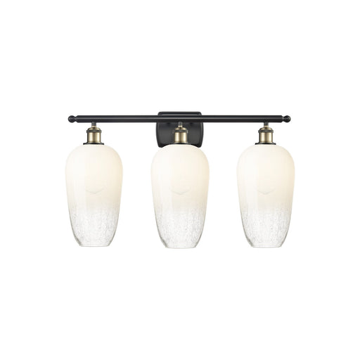 Innovations Brookhaven Flute 27in 3-Light Vanity Light | Industrial Black Antique Brass and Opal Glass | Bathroom Vanity | 27 | Model 516-3W-BAB-G484-7OP