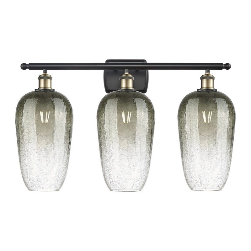 Innovations Brookhaven Flute 27in 3-Light Bath Vanity Light | Industrial Black Antique Brass Steel and Slate Glass | Bathroom | Model 516-3W-BAB-G484-7SL