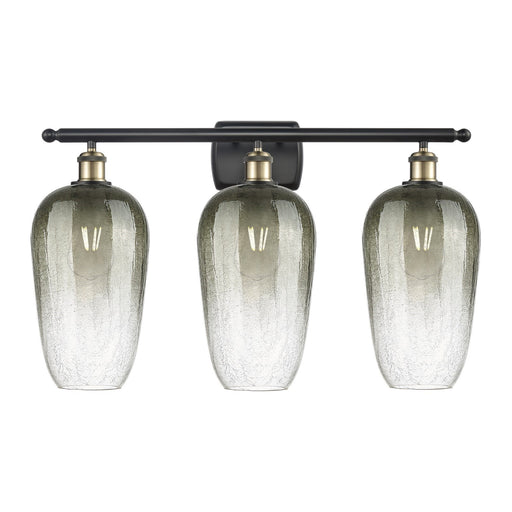 Innovations Brookhaven Flute 27in 3-Light Bath Vanity Light | Industrial Black Antique Brass Steel and Slate Glass | Bathroom | Model 516-3W-BAB-G484-7SL