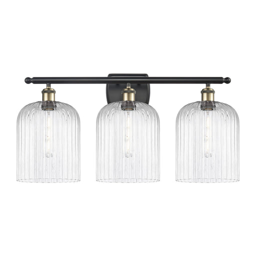 Innovations Bridal Veil 25in 3-Light Bath Vanity Light | Art Nouveau Black Antique Brass and Clear Ribbed Glass | Bathroom | Model 516-3W-BAB-G559-8CL